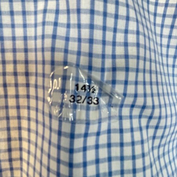 Club Room Mens Button Up Shirt Size S Blue Check Regular Fit Dress Shirt 14.5" - Picture 6 of 10
